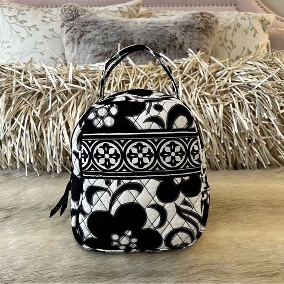 VERA BRADLEY Night & Day 2010 Zipper Insulated Lunch Bunch Bag Black White Y2K - Picture 1 of 14